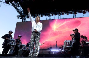 Kim Woo-sung of The Rose performs at the Outdoor Stage during the 2024 Coachella Valley Music and Arts Festival at Empire Polo Club on April 14, 2024 in Indio, California.